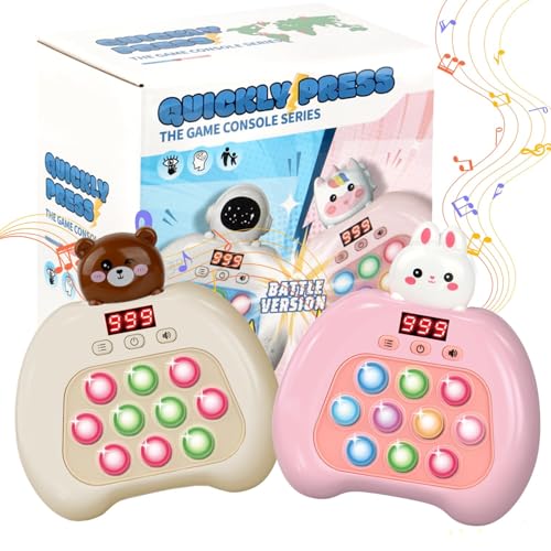 Fast Push Pop Fidget Toys for Kids, Handheld Puzzle Game with LED Screen & Multiplayer Mode, Sensory Toys for 3-12 Year Old Girls Boys, Fun Battle Gifts for Friends（Brown）