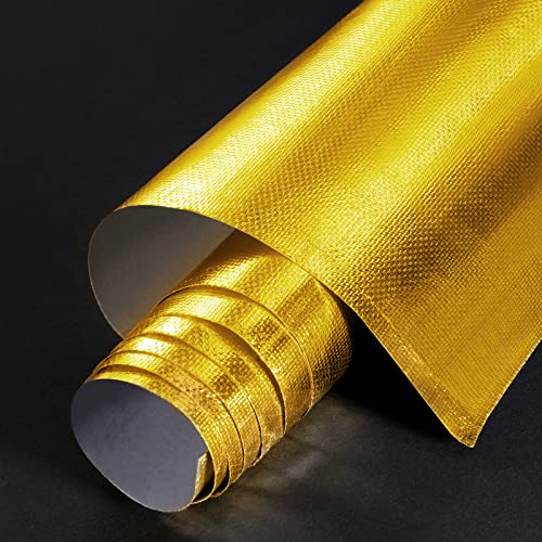 BBTO Heat Reflective Sheet Adhesive Backed Aluminized Fiberglass Heat Shield Tape Protection Barrier Heat Shield Resistant Material for Hose and Auto Use Heat Insulation Sheet(Gold, 48 x 71 Inch)