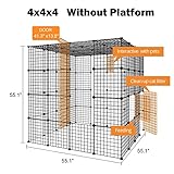 Eiiel Large Cat Cage Enclosure Indoor Cat Playpen Metal Wire 4-Tier Kennels Crate Ideal for 1-4 Cats, 55L x 55W x 55H Inch Black Without Platforms