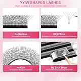 Lash Extensions 6D Eyelash Extensions W Lashes 0.07mm Thickness D Curl Lashes Mix 8-15mm Soft Lash Trays Volume Lash Extension Natural Matte black False Eyelashes Professional Use(W-6D-0.07-D,8-15mm)