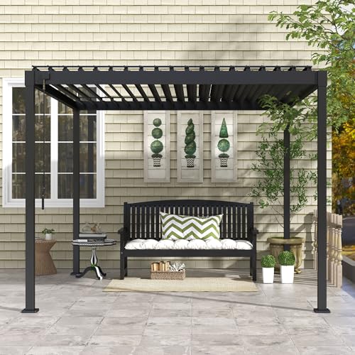 MIRADOR 80S Louvered Pergola 10' x 10', Modern Style with Adjustable Louvers for Outdoor Roof, Garden, Easy Assembly, Durable, Charcoal