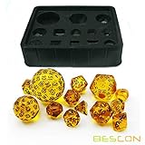 BESCON DICE Amber Complete Polyhedral RPG Dice Set 13pcs D3-D100