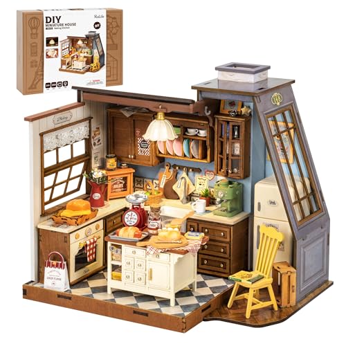 Rolife DIY Miniature House Kit for Adults, Mini Wooden Dollhouse Kit, Tiny House Diorama Building Kits-Birthday Christmas Craft Hobbies Gift for Teens Kids (Baking Kitchen)