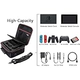 Switch Case Storage Bag for Nintendo Switch/Switch OLED with 21 Game Cards Slot, Portable Carrying Travel Bag Hard Protective Messenger Pouch for Console Pro Controller & Accessories (Black)