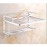 Ninetonine Alumimum Microwave Oven Wall Mount Double Deck Shelf With Hooks Silver