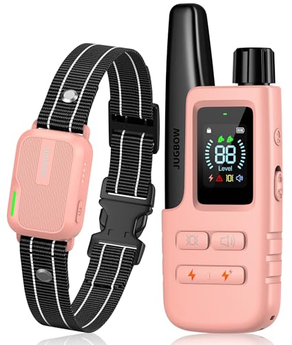 Jugbow Dog Shock Collar - 4200FT Dog Training Collar with Remote Innovative IPX7 Waterproof with 4 Training Modes, Rechargeable E-Collar for All Breeds Pink