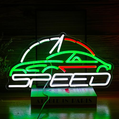 BNEMCEZH Sports Car Neon Sign Speedometer Light up sign Powered by USB for Wall Decor Dimmable LED Car Neon Light for Game Room Boys Room Sports Car Store Bedroom Decor