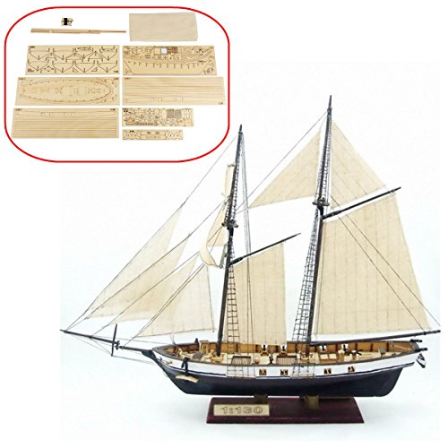 HAPYLY 1/130 Scale DIY Hobby Wooden Ship Science Equipmen Assembly Model Boat Kits Sailing Boat Kit Decor Toy Gift