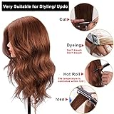 Mannequin Head with 100% Human Hair, SZCY LLC 18" Dark Brown Real Hair Cosmetology Mannequin Head Hair Styling Hairdressing Practice Training Doll Heads with Clamp Holder and Tools