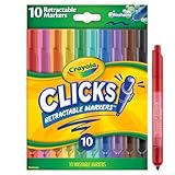 Crayola Clicks Retractable Tip Markers (10ct), Washable Art Marker Set, Coloring Markers for Kids, Gifts for Boys & Girls, 3+