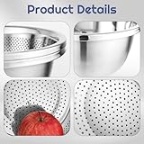 4 Pack Stainless Steel Microporous Colander Set, 2QT & 4QT, Rice Washer Strainer Includes Mixing Bowls,Rice Washer Strainer Bowl for Straining Pasta, Washing Fruits and Draining Vegetables