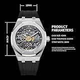 Redhai Automatic Mechanical Watch Skeleton Stainless 50M Waterproof Anti Shock Casual Diver Men Wrist Watch Sterling Watches Chronograph Analog Business Casual Fashion Adjustable Silicone Band