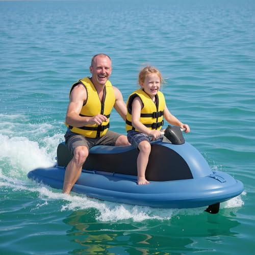 Motorized Inflatable Ride-On Watercraft Set with 500W/700W Motor, 700W Motor Battery Removable, Max Load Cap. 330 lbs, Electric Inflatable Jet Ski for Adults,for Sea Pool Party Water Sports,500W10A