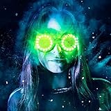 GloFX Full Color Programmable LED Goggles | 350 Modes | USB Rechargeable LED Light Up Rave Goggles | Perfect For EDM Music Festivals