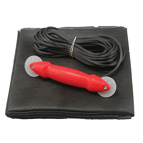 Prime-Line P 7515 Screen Door Repair Kit with Rolling Tool – Replace the Screen on Windows or Patio Doors, 36 In. x 84 In. Charcoal Fiberglass Screen Cloth and Black Spline (1 Kit)