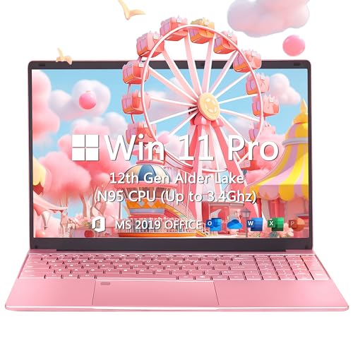 OMSERVB 15.6" Pink Laptop,12th Gen N95(Up to 3.4Ghz),DDR4 32G RAM, 1TB NVME SSD, Win 11 Pro&Office 2019,Fingerprint Lock,Portable Notebook PC with Backlit KB (TB, 1)