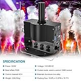 CO2 Jet Machine 300W CO2 Cannon with RGB Lights, Professional DMX CO2 Blaster Jet Air Column, LED Stage Effects Machine for DJ, Wedding, Party, Festival (1pc)