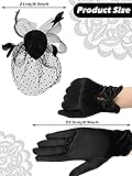 Geyoga 50s Fascinator Hat for Women Funeral Veil Hat Pillbox Cocktail Tea Party Headpiece and Lace Glove(Black,Elegant Style)