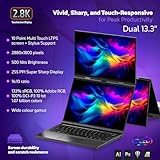 GPD Duo Dual-Screen Laptop: 13.3" OLED Displays, AMD Ryzen AI 9 HX 370, 64GB RAM, 2TB SSD, Stylus Support, 10-Point Touch, 4096 Pressure Levels, Dual 360° Hinge, AI PC