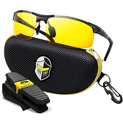 BLUPOND Night Vision Glasses for Driving For Men Women - Yellow Tint Anti Glare Glasses for Nighttime - Knight Visor