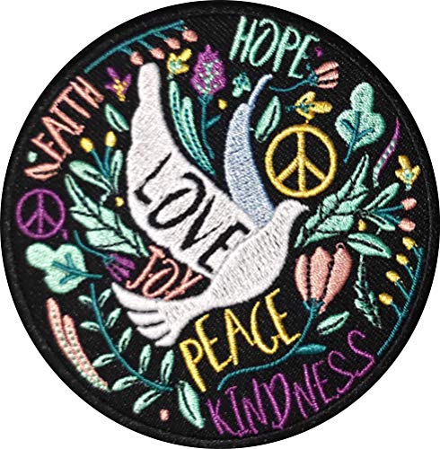 PatchClub Peace Love Patch Colorful Patch - Iron On/Sew On - Cute Applique for Jackets, Jeans, Clothes, Backpacks, Tote Bags, Quilt