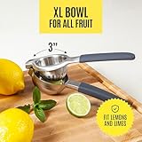 Large Lemon Squeezer Stainless Steel Press - Non-Slip Grip, Heavy Duty, Manual Design - Effortless Pro-Grade Lemon, Lime, Orange, and Citrus Fruit Hand Held Lemon Juicer Squeezer - No Seeds, Max Juice