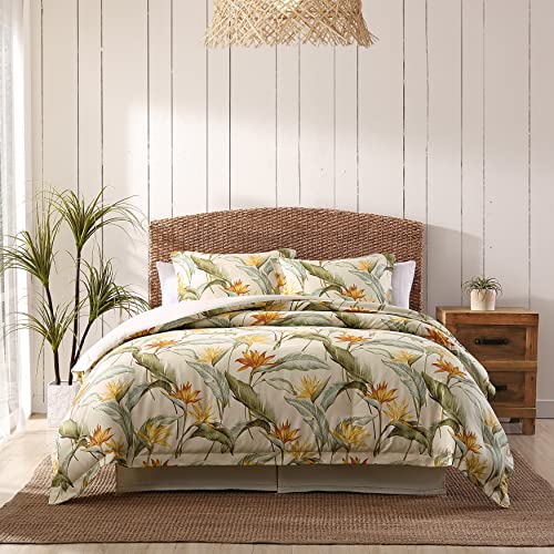 Tommy Bahama - King Comforter Set, Cotton Reversible Bedding with Matching Shams & Bedskirt, Super Soft Bedding Set (King, Off White/Green/Yellow)