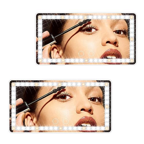 Car Sun Visor Vanity Mirror with Lights, 2 Pcs Rechargeable Car Makeup Mirror Accessories, Birthday Gifts for Women Girl, 3 Light Modes, Dimmable Touch Led Screen, Universal for Car Truck