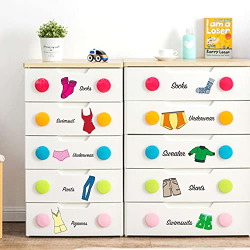 Dresser Clothing Decal Boy Clothes Labels Girl Dresser Labels Girl Decals for Bedroom Wardrobe Stickers Removable Peel and Stick Decals Drawer Organizing Stickers