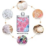 Tatenale Qtip Holder Bathroom Set Q tip Cotton Ball Swab Pad Dispenser Container Organizer Plastic Jars with Lids Storage 2Pack Blue Pink Floral Plum Blossom