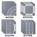 Homikidy Road Base Plates for City Road Building Block,15 City Street Plates, 10"x10"Road Baseplates for City Street