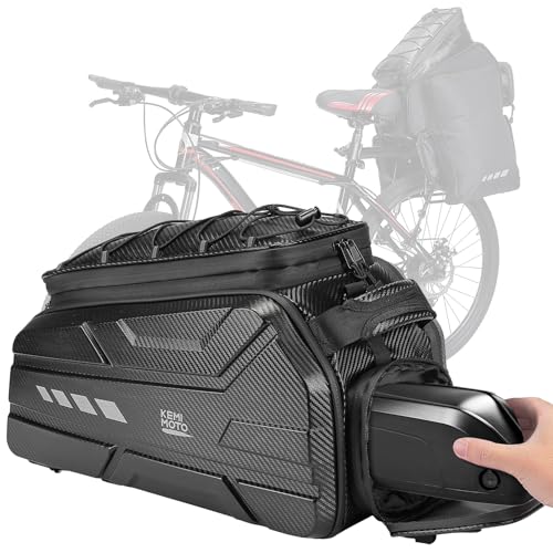 KEMIMOTO Bike Bags for Rear Rack, 40L Capacity Hard Shell Bicycle Rear Rack Bag, Ebike Trunk Pannier with Waterproof Cover and Shoulder Strap for Commuter Travel Outdoor
