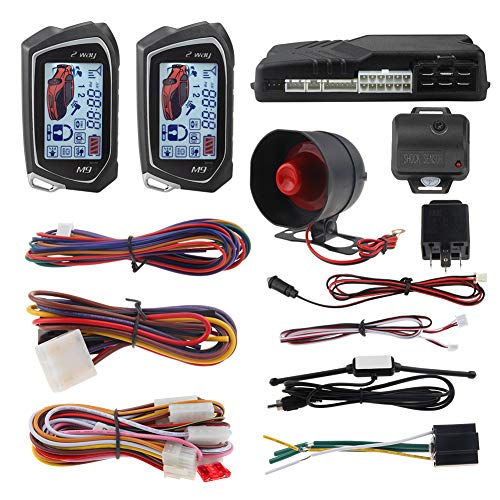 EASYGUARD EC201-M9 2 Way Car Alarm System with 1.73 inch Big LCD Pager Display Remote Starter Turbo Timer Mode Shock Warning DC12V