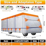 Chapou 300D Oxford Travel Trailer RV Cover 28-31 ft Tearproof Waterproof Windproof Camper Cover RV Motorhome Tarp Anti-UV Snowproof with Storage Bag Windproof Straps Tire Covers Repair Patch Kit