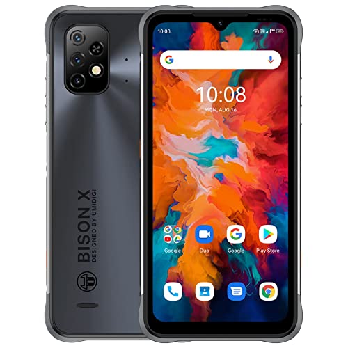 UMIDIGI Rugged Unlocked Smartphones, Bison X10 4G+128GB IP68/IP69K Waterproof Shockproof Phone Helio P60 Android 20MP Camera 6.53" FHD+ 6150mAh Fast Charge NFC Rugged Smartphone