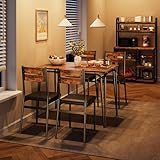 Dining Table for 4, Small Table and Chairs Set of 4, Square Dinette Set for 4, Dinner Table Set, 5 Piece Kitchen & Dining Room Sets for Small Space