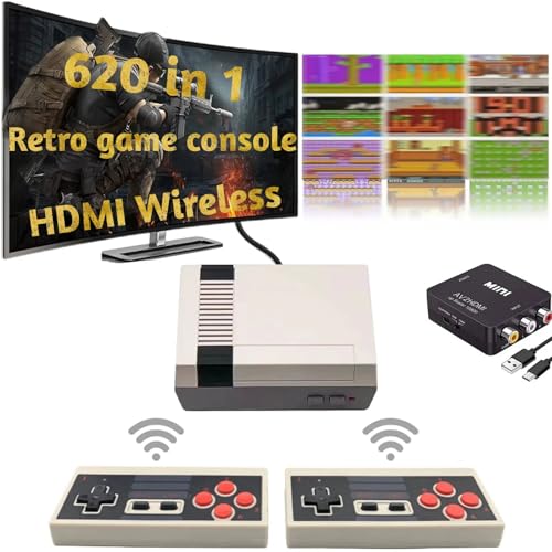Classic Mini Retro Game Console Built in 600 Video Games,Av and HDMI Output Plug and Play Game System with Dual Wireless Game Controllers.(Ashen)