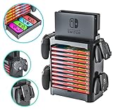 Skywin Game Storage + Game Cartridge Holder - Game Disk Rack and Controller Organizer Compatible with Nintendo Switch and Accessories