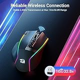 Redragon Wireless Gaming Mouse, Ergonomic Mouse 16000 DPI with Rapid Fire Key, 9 Macro Buttons, 170-Hour Durable Power Capacity and RGB Backlight Wired/Wireless Mouse for Laptop/Mac/PC