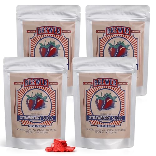 Brewer Outdoor Solutions Freeze Dried Strawberry Slices - No Sugar Added, Bulk Pack of Dehydrated Strawberries, Nutritious and Delicious