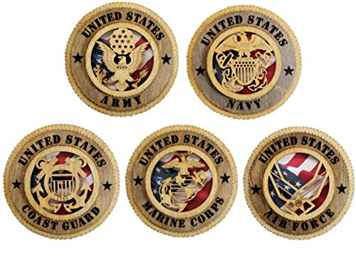 5 Branch Military 6" Desk/Wall Plaques with American Flag
