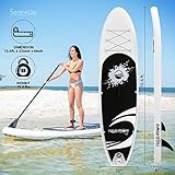 SereneLife Inflatable Stand Up Paddle Board (6 Inches Thick) with Premium SUP Accessories & Carry Bag | Wide Stance, Bottom Fin for Paddling, Surf Control, Non-Slip Deck | Youth & Adult Standing Boat