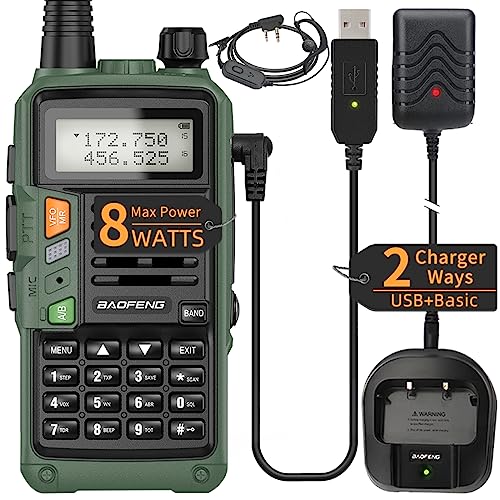 Baofeng Ham Radio 8W Long Range Handheld UV-S9 Plus Dual Band 2100mAh Two Way Radio Portable Walkie Talkies with USB Charger Cable Full Kit