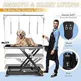 Professional Electric Dog Grooming Table - Heavy Duty, Height Adjustable Pet Grooming Table w/Leveling Wheels, Dog Grooming Arm, Anti Slip Tabletop & Tool Organizer/Dog Grooming Station (49", BLACK)