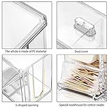 LENNXIER Q Tips Holder Cotton Pads Holder Cotton Balls Swab Holder Container with Lid 4-Grid Q-tip and Cotton Ball Holder Makeup Pad Box Cosmetic Storage Case,Acrylic Crystal Clear