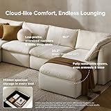 mopio Convertible Sleeper Sofa Bed with Fully Removable Covers and Storage, Oversized Modular Sleeper Sectional Couch, Modern Cloud Couch for Living Room with Ottoman, 6 to 12 Seats, Off White Fabric