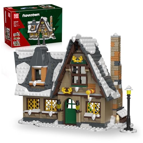 Mould King 16049 Christmas Cottage Model Kit, Winter Snow House Building Sets, Double Layer Structure House Gift for Kids/Adult, 766 Pieces Christmas Decoration for Home