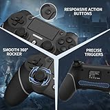 Wireless Controller For PS4, Black ps4 controller with Dual Vibration/ 6-Axis Motion Sensor/Audio Jack/Touch Pad/Share Button, Recharge Controller For PC, P-4 Accessories Perfect Adaptive Full Version 4/4 Pro/Slim.