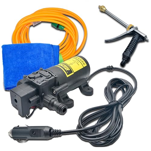 Riloer Car Portable Pressure Electric Pressure Washer Power Pump Wash kit 12V 80W Water Pump Nozzle Spray for Home Garden Vehicles pet Cleaning