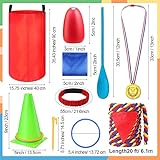 Wettarn 70 Pcs Carnival Outdoor Games Potato Sack Race Bags for Teens Adult Egg Spoon Bean Bags Ring Toss 3 Legged Relay Race Tug of War Rope Backyard Game for Birthday Party Field Day Family